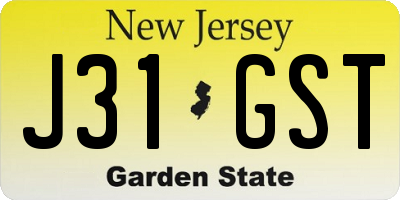 NJ license plate J31GST