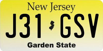 NJ license plate J31GSV