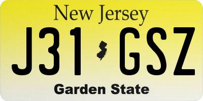 NJ license plate J31GSZ