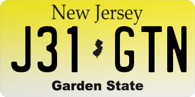 NJ license plate J31GTN