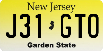 NJ license plate J31GTO