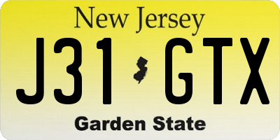 NJ license plate J31GTX