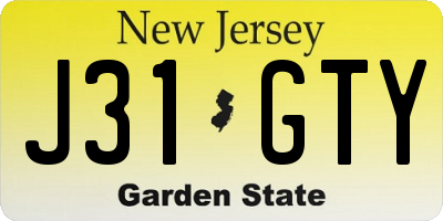 NJ license plate J31GTY