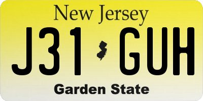 NJ license plate J31GUH