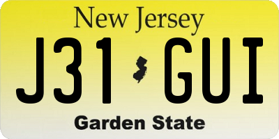 NJ license plate J31GUI