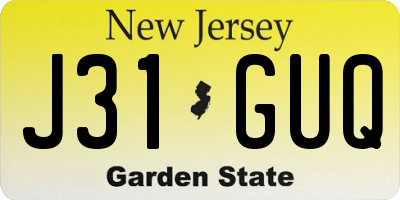 NJ license plate J31GUQ