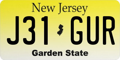 NJ license plate J31GUR