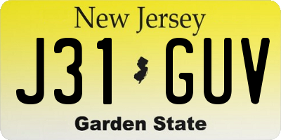 NJ license plate J31GUV