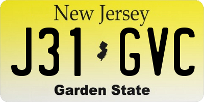 NJ license plate J31GVC