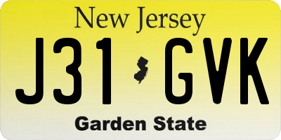 NJ license plate J31GVK