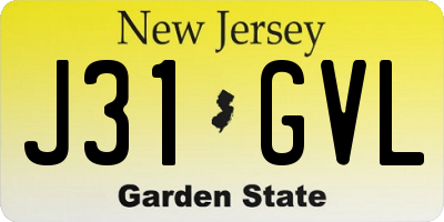 NJ license plate J31GVL