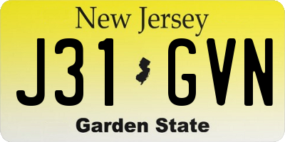 NJ license plate J31GVN