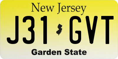 NJ license plate J31GVT