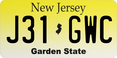 NJ license plate J31GWC