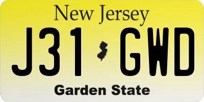 NJ license plate J31GWD