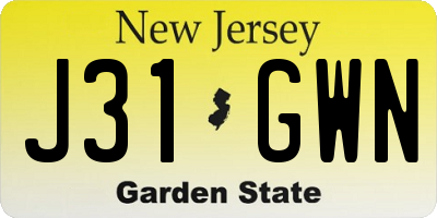 NJ license plate J31GWN