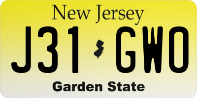 NJ license plate J31GWO