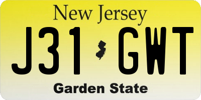 NJ license plate J31GWT