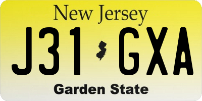 NJ license plate J31GXA