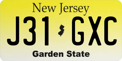 NJ license plate J31GXC