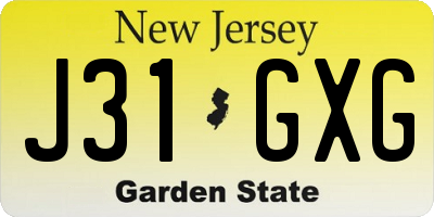 NJ license plate J31GXG