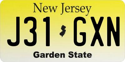 NJ license plate J31GXN
