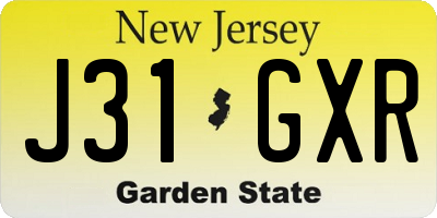 NJ license plate J31GXR