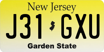 NJ license plate J31GXU