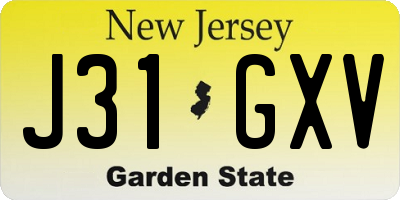 NJ license plate J31GXV