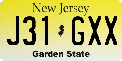 NJ license plate J31GXX