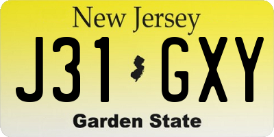 NJ license plate J31GXY