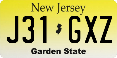 NJ license plate J31GXZ