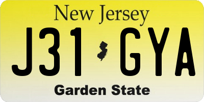 NJ license plate J31GYA