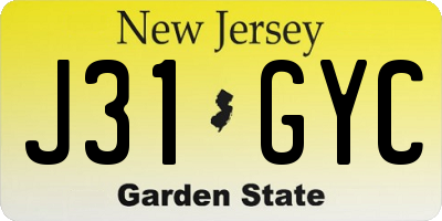 NJ license plate J31GYC