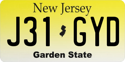 NJ license plate J31GYD