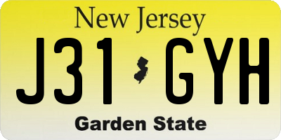 NJ license plate J31GYH