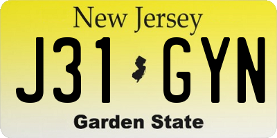 NJ license plate J31GYN