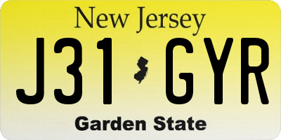 NJ license plate J31GYR