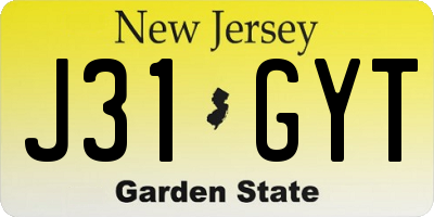 NJ license plate J31GYT