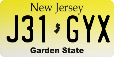 NJ license plate J31GYX