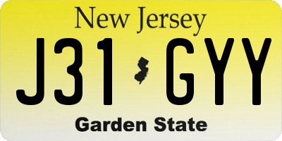 NJ license plate J31GYY