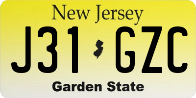 NJ license plate J31GZC