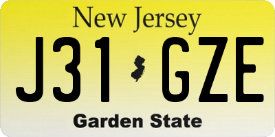 NJ license plate J31GZE
