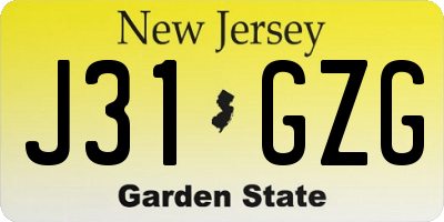 NJ license plate J31GZG
