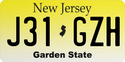 NJ license plate J31GZH