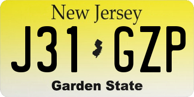 NJ license plate J31GZP