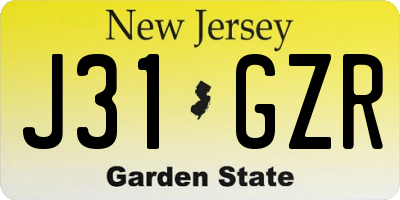 NJ license plate J31GZR