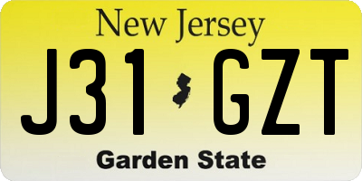 NJ license plate J31GZT