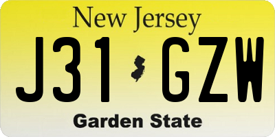 NJ license plate J31GZW