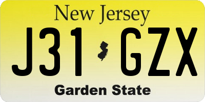 NJ license plate J31GZX